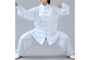 WoCOyo Tai Chi Anzug Freizeit Einfarbig Kampfkunst Anzug Unisex Sanft Baumwolle und Leinen Kung Fu und Tai Chi Uniform Traditionelle Chinesisch Kostüm für Meditation und Qigong