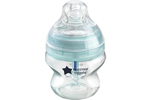 Tommee Tippee Biberon Anti-Colique, Tétine Imitant le Sein Maternel avec Système de Ventilation Anti-Colique Unique, 260 ml, Lot de 1, Transparent (La couleur et le design peuvent varier)