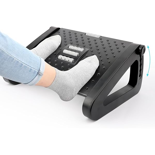 Amaca Per Piedi Sotto Scrivania Abree 2.0 - Regolabile, Con Supporto Cuffie (Nero)