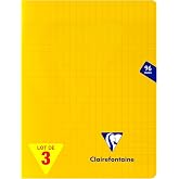 Clairefontaine Mimesys 343741AMZC Pack of 3 Notebooks with Staples, 17 x 22 cm, 96 Large Tiled Pages, 90 g, Polyethylene Cove