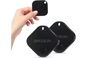 AMOROM Bluetooth Air Tracker Tag, iOS & Android Compatible, Phone Finder, Find Nearby, Loud Ring, Replaceable Battery, for Keys/Wallet/Backpack, 2 Pack