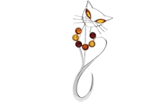 DESIGNER INSPIRATIONS BOUTIQUE Animal Themed Amber Brooch Pin/Clip for Women - 925 Sterling Silver