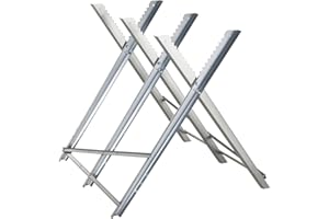 DURHAND Caballete para Sierra Plegable Caballete Motosierra con Estructura Triangular de Metal Soporte para Leña Carga 100 kg 83x83x79 cm Plata