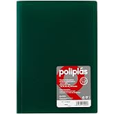 Grafoplas - Plastic Folder, 50 Transparent Pockets, DIN A4 Size, Green, Opaque Poliplas Series, Made in Spain, Flexible Cover