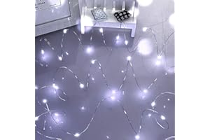 Dalugo Luci LED a Batteria, 50 Luci Stringa LED, Luci Stringa da 5 m Alimentate Batteria per Camere da Letto Giardino Casa Matrimonio Festa (Bianco Freddo)