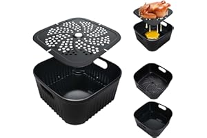 GOODPEJINE 21CM Accessori Friggitrice ad Aria in Silicone per Philips Airfryer XL 6,2L/Serie 5000 XXL7,3L, COSORI 4,7L 5,5L, Cecotec 5,5L, Riutilizzabile Contenitori per Friggitrice con divisori, senza BPA