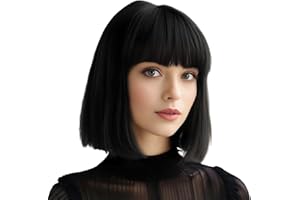RMAIODNG Schwarz Perücke Damen, Perücken Frauen, Bob Wig Kurz Fasching Cosplay Kostüm Karneval