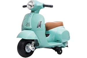 MR J TOYS&MORE Piaggio Mini Vespa Elettrica per bambini 6V con acceleratore a pedale, luci e suoni integrati, Fari e Clacson, per Bimbi da 18-36 mesi (Bianco) (Verde)