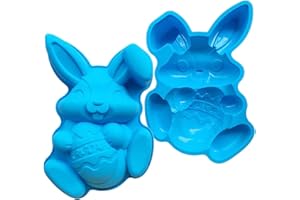 FOHYLOY Stampo per uova di coniglietto pasquale Stampo in silicone di grandi dimensioni per torta fondente strumento di cottura al cioccolato per la casa panetteria decorazioni pasquali 30 x 17 x 5 cm