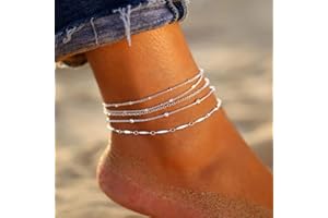 Cubahop 4PZ Boho Beach Cavigliere Argento Bead Cavigliera Braccialetti Estate Piedi Accessori Gioielli per le Donne e Ragazze