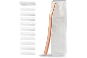 SIBLAIES Augenbrauenrasierer mit 10 Klingen aus rostfreiem Stahl und tragbarem Etui. Damen-Gesichtsrasierer aus Anti-Rost Legierungen, Elegant und Langlebig. Geschärftes Rasiermesser in Roségold