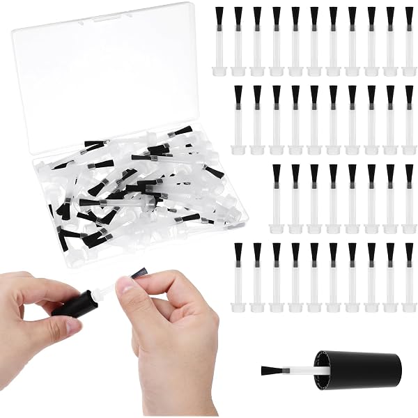 20 Mini-Nagellackflaschen Mit Ersatzpinsel – Nylon-Pinsel 11 Mm Für Nageldesign, Linien & Muster