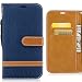 Produktbild Hülle Apple iPhone X / iPhone 10 Ten Handyhüllen, Ougger Fabric Design Tasche Leder Schutzhülle Bumper Schale Weich TPU Silikon Magnetisch-Stehen Beutel Flip Cover hülle Tasche mit Kartenslot (Dunkelblau)