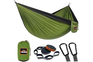 AnorTrek Camping Hammock, hamac de Voyage en Nylon Super léger et Portable avec Deux Sangles d'arbre, pour Le Camping, la randonnée et Le Sac à Dos