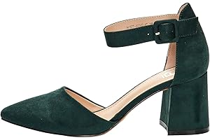 Rio Fiore Damen Pumps, Schwarz/Weiß/Grau/Blau/Beige/Taupe/Grün/Fuchsia/Violett/Rot, 7.5cm Blockabsatz, Bequeme Pumps mit Riemen, weiches Wildlederimitat/Kunstleder, Riemchenpumps, H1877-A0142