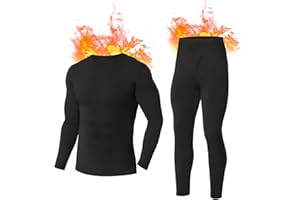 SIMIYA Herren Thermounterwäsche Set, warme Unterwäsche mit Innenfleece, Ultraleicht Oberteil und Unterteil mit Eingriff Langarm Funktionsunterwäsche Rundhals Skiunterwäsche für Winter