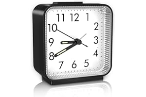 ORIA Cichy budzik, analogowy zegar nocny ze świecącym wskaźnikiem, drzemka i światło, rosnący sygnał dźwiękowy, duży wyświetlacz, łatwy do odczytania obsługa, zegar na baterie do sypialni, biura