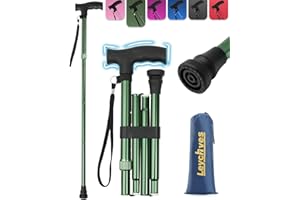 LEYCHVES Walking Stick for Women, Adjustable Folding Walking Sticks for 5.2FT-6.1FT Ladies, 5-Section Different Size Collapsible Cane for Elderly