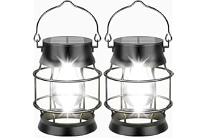 SOLARBABY Lanterne Solari da Esterno, 2 Pezzi Lampada Solare da Giardino in metallo IP65 Impermeabile Lampada da esterno per da Esterno Giardino Natale Decorazioni