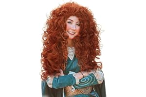 ENENBLAU Perücke Rot für Merida Prinzessin Winifred Sanderson Cosplay Kunsthaar Lang Locken Perücken für Mädchen Damen Fasching Kostüm Party Wig 020