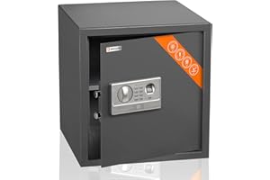 Brihard Biometric 2-in-1 Digital Keyboard and Fingerprint Safe - Large 40 x 38 x 38 cm for Offices - Anti-Shock Lock Security