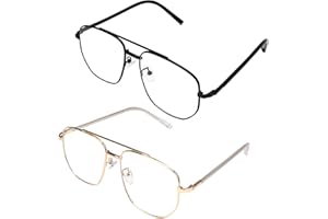 ihohi 2 Pcs Anti-Blue Light Glasses, Blue Light Blocking Glasses Computer Gaming Readers Square Lightweight Non-Prescription Fake Glasses Women Men