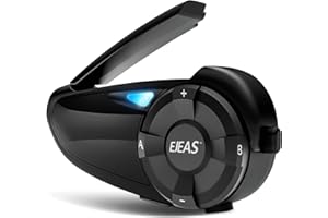 EJEAS Q7 Interfono Moto Bluetooth, Aggiornato Bluetooth 5.1 Sistema di Comunicazione Interfono Casco Moto con Effetto Sonoro Stereo, Funzione FM e Associazione Rapida (Confezione da 1)