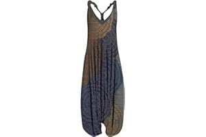 SSLLH Damen Jumpsuit Sommer Boho Lang Druck Overall Baggy Oversize Playsuit Aladinhose Ärmellos Vintage Sommerhose für Frauen Casual Lose Leichte Einteiler Rompers Mädchen Sommeroverall Haremshose