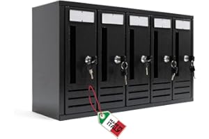 OWIJI Cassetta Postale Esterno Condominiale Made in Italy Antracite 5 Posti Scompartimenti Dimensioni 52 x 18 x 30 cm Frontale Interno Verticale Casa Ufficio