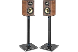 Rfiver Upgraded 45° Swivel Speaker Stands Pair for Surround Sound, Heavy Duty 28 Inch Bookshelf Speaker Stand Each Holds 22lbs Large Speaker, Floor Speaker Stand Built-in Cable Management, 1 Pair