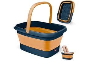 DEANIC Hidromasaje Para Pies Plegable, Masajeador de Pies con Agua, Pedicura Spa con Asa de Transporte, Spa para Pies Set de Masaje 8+54 (Azul Oscuro)