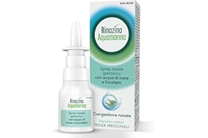 Rinazina Aquamarina Spray Nasale Ipertonico con Acqua di Mare ed Eucalipto, Dona Sollievo dalla Congestione Nasale, 20 ml