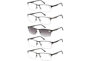 EYECEDAR 5 Stuks Lesebrille Herren Halber Rahmen Edelstahl Material Metall Federscharniere Enthalten Sonne Lesebrille +175