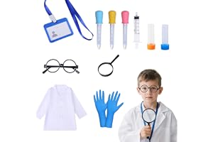 12 st barnforskare kostym, doktorrock medicinsk rollspel för pojkar och flickor, kostym för karneval halloween cosplay