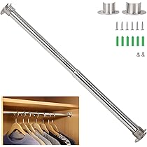 Tringle à Vêtements Réglable En Acier Inoxydable Blanc - Diamètre 25 Mm, Longueur 70-90 Cm | Pour Placard, Dressing