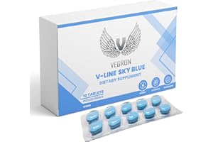 VEGRON V Line Sky Blue 10 | Stamina & Energy Tablets for Men | Pills for Men UK | Korean Ginseng | Fast-Acting Tribulus Terrestris Herbal Supplements & Stamina | Long-Lasting Results