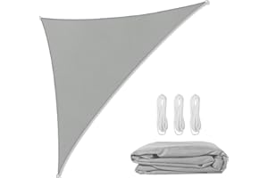 WMLBK Triangle Sun Sail Shade Waterproof, Sun Shade Sail 4m x 4m x 5.7m, Grey Right Angle Garden Canopy Sun Shade, Outdoor Garden Patio Party Sunscreen Awning, Triangle Canopy with 3 Free Rope