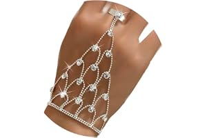 Clataly kristallring armband brud bröllop armring handkedja silver fingerring länk armband sele kedja handsmycken för kvinnor