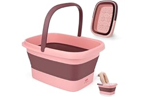 DEANIC Hidromasaje Para Pies Plegable, Masajeador de Pies con Agua, Pedicura Spa con Asa de Transporte (Rosa)
