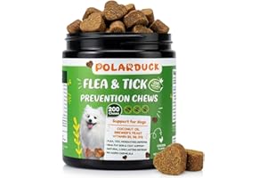 POLARDUCK Flea & Tick Chewables for Dogs - 200 Soft Treats: Natural Immunity Support and Daily Oral Treatment for All Breeds & Ages - Vet-Recommended | Chicken Flavour