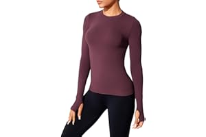 XDSP Camiseta Deportiva Mujer de Manga Larga Camiseta Running de Transpirable Fitness Yoga Ropa Transpirable Funcional de Secado Rápido con Agujeros para Los Pulgares