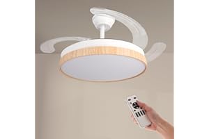 M mimotec - Ventilatore da soffitto a LED White Plant, temperatura di colore regolabile, funzione estate/inverno, 6 velocità, LM8848