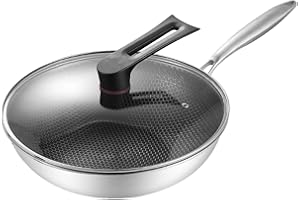 MISKALL Poêle à Frire En Acier Inoxydable, Passe Au Lave-vaisselle Et Au Four, Antiadhésive, Fonctionne Sur les Plaques De Cuisson à Induction, Au Gaz, En Céramique Et électriques.(32cm410 cover band #1)