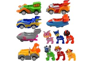 Gamtoise Paw Dog Pull Back Cars Toy Set 6PCS Paw Dog Car Seat Vehicle with Collectible Figure for Kids Aged 3 Years and Over