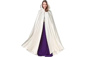 BEAUTELICATE BAEAUTEICATE Wedding Cloak Cape with Hood Long Satin Poncho for Women Bride Maxi Unisex Medieval Coat Halloween Christmas Coaplay Costume Full Length