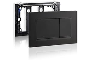 Empyreal placca con attivatori di scarico e telaio di montaggio, adatta per Geberit Sigma 30, UP320 e 300, ricambio per le placche di azionamento, doppio scarico, 1 pezzo.(Nero&Bordo Nero)