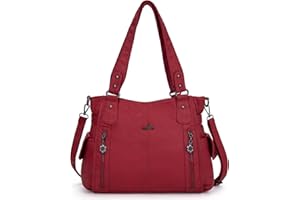 ANGEL KISS Angelkiss - borsa da donna in pelle lavata 2 in 1, con zip nella parte superiore e tasche multiple; utilizzabile anche come borsa a tracolla - codice: 1193
