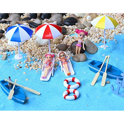 LUOEM Strand Sonnenschirm Mini Regenschirm Landschaft Bonsai Dollhouse Handwerk Dekor Rot - 6