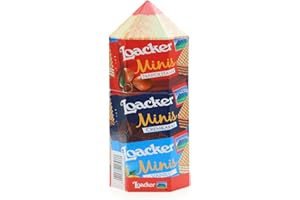 Loacker – Matita XL - Confezione Regalo a Forma di Matita Colorata – Confezione con 10 Wafer Minis con Creme in Diversi Gusti, Vaniglia, Cioccolato e Nocciole – Riutilizzabile - Confezione da 100gr