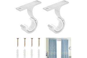 HUGWAIT 2 PCS Soporte Barra Cortina 20-28mm, Soporte Cortina Techo Aleación de Aluminio, 4mm Soporte de Cortinas de Techo, Soporte de Cortina para el Dormitorio, Oficina, Baño (Blanco)